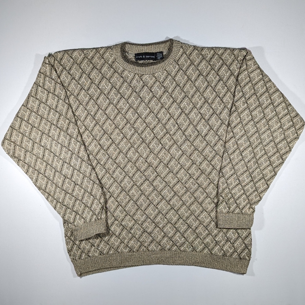 Vintage Croft & Barrow Sweater Men's Size Large Diamond Pattern Made in USA